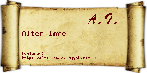 Alter Imre névjegykártya
